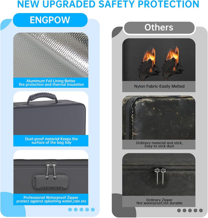 ENGPOW Fireproof File Organizer Bag with 13 Pockets Accordion File Folder