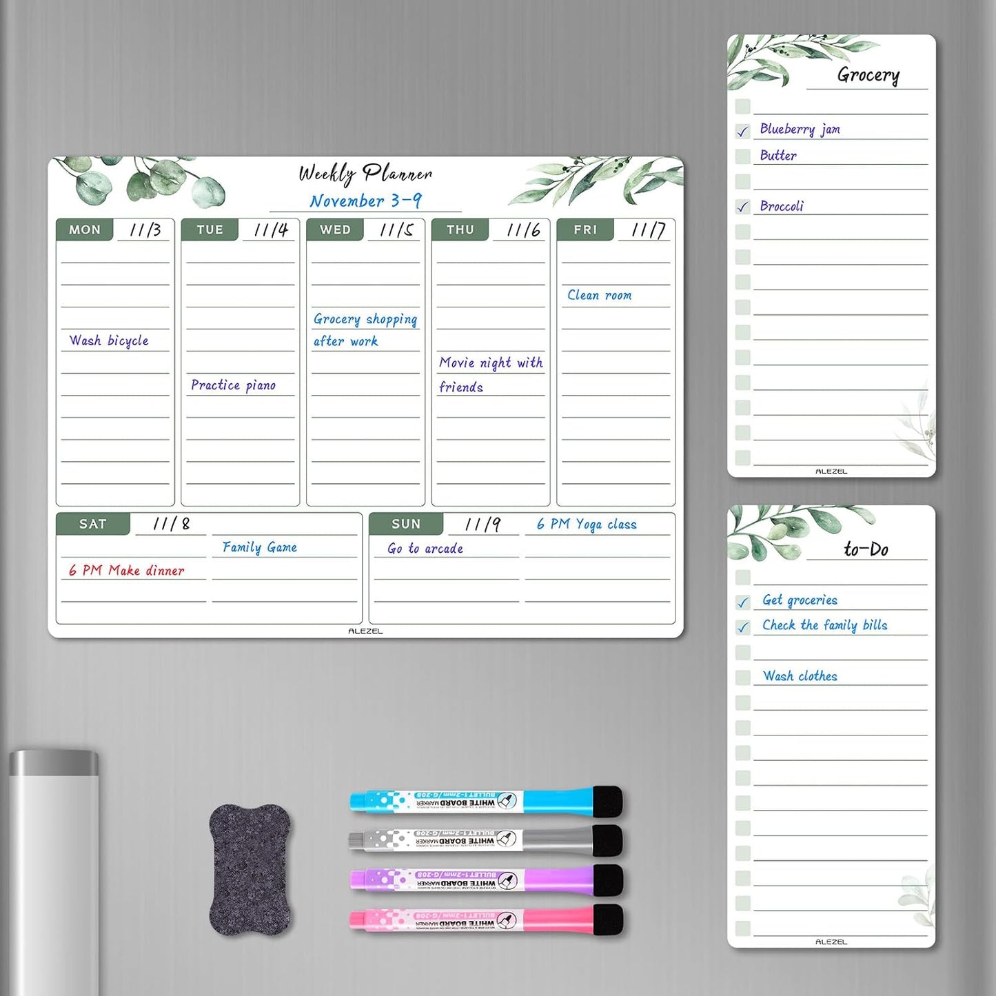 ALEZEL Magnetic Weekly Calendar Whiteboard for Fridge