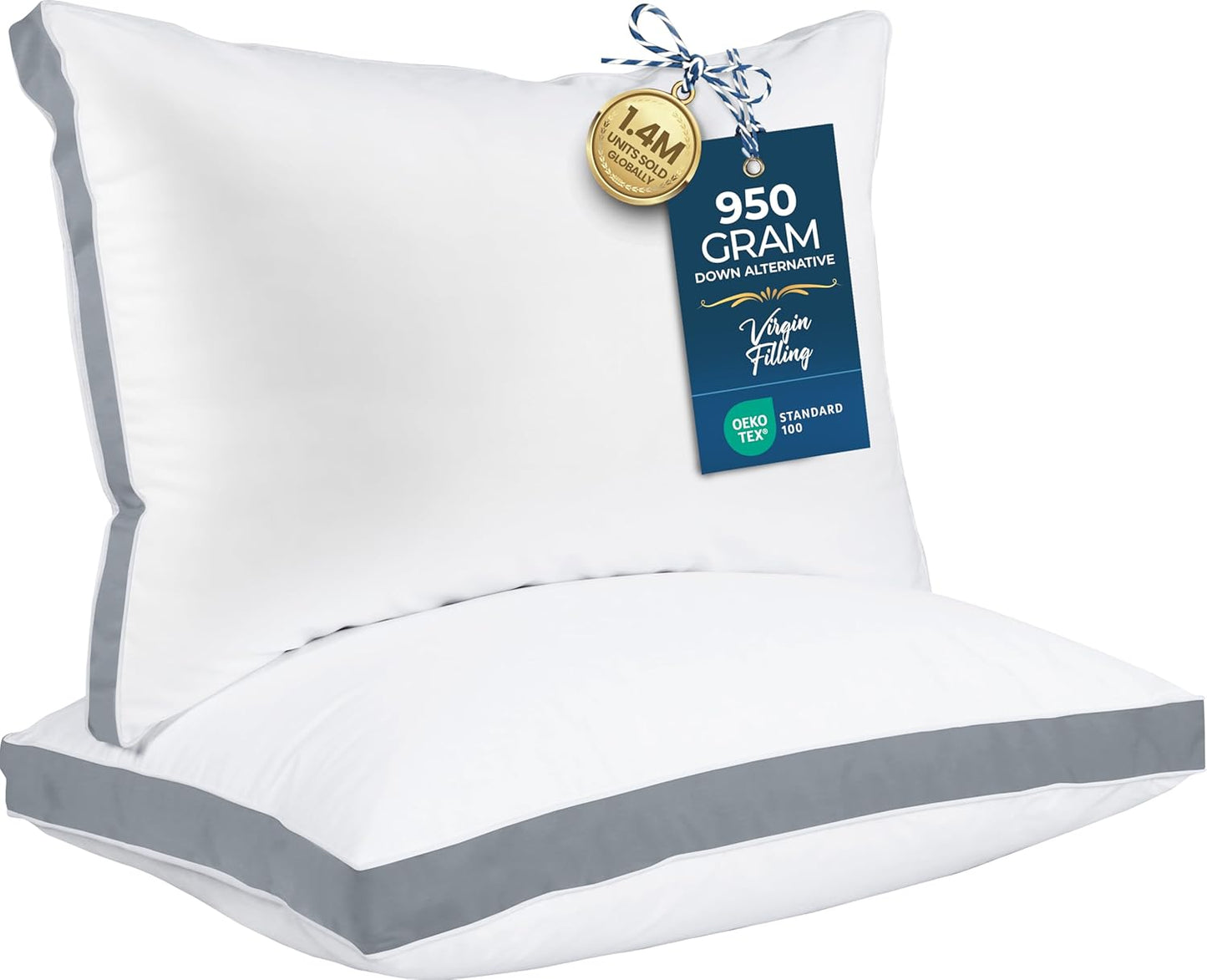 Utopia Bedding Down Alternative Bed Pillows for Sleeping Queen Size (White), Set of 2, Soft & Fluffy Pillow with Cooling, Hotel Quality, Gusseted Pillow for Back, Stomach or Side Sleepers