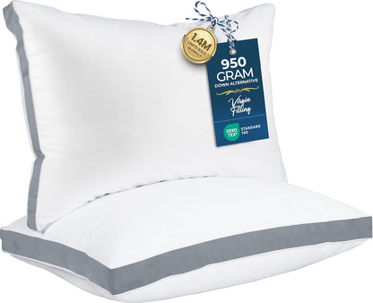 Utopia Bedding Down Alternative Bed Pillows for Sleeping Queen Size (White), Set of 2, Soft & Fluffy Pillow with Cooling, Hotel Quality, Gusseted Pillow for Back, Stomach or Side Sleepers
