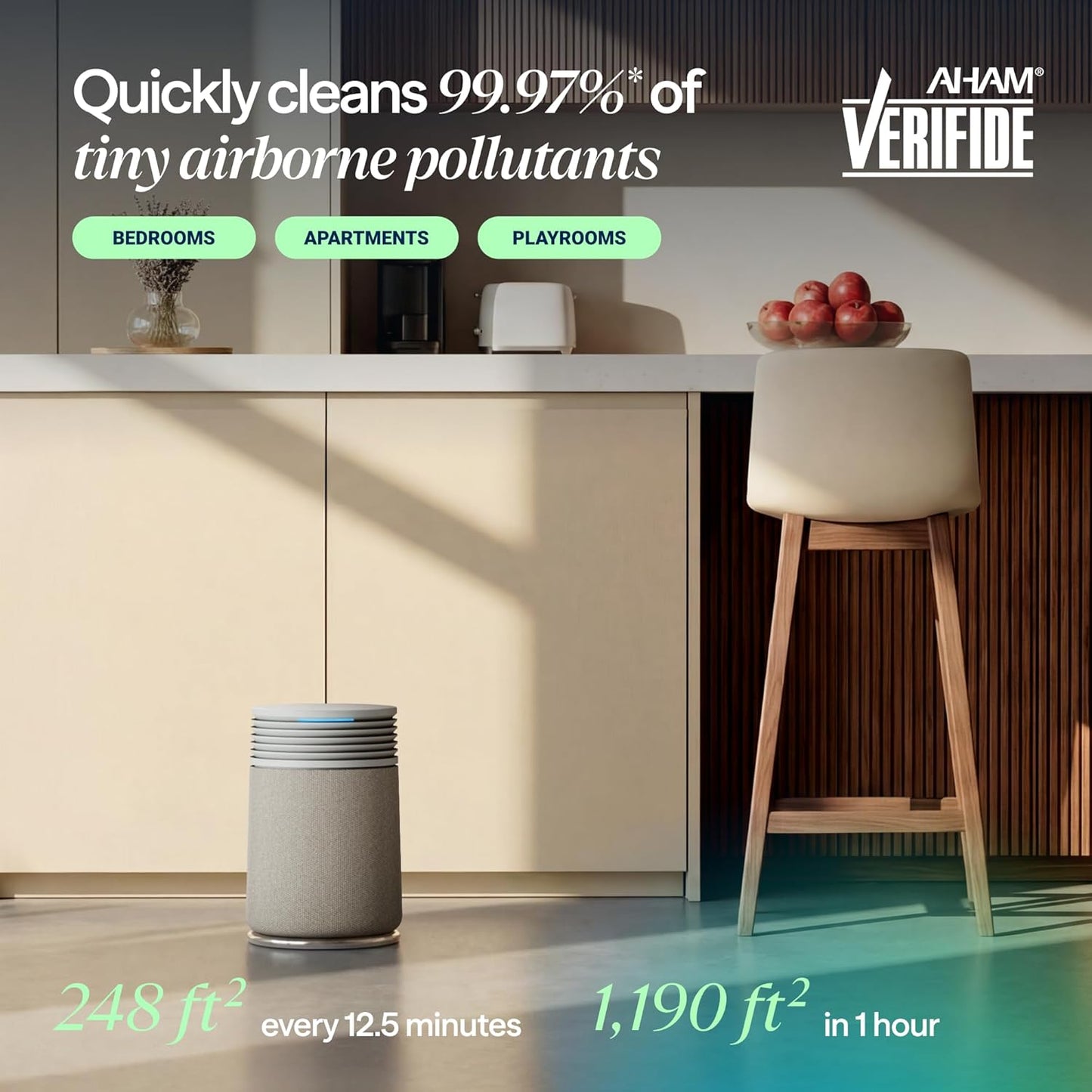 BLUEAIR Air Purifier for Home HEPA Air Purifiers for Pets, Allergies, Dust, Nursery, Office HEPASilent Techonolgy Air Cleaner for Small Rooms 432 sq ft coverage - Blue Pure 511