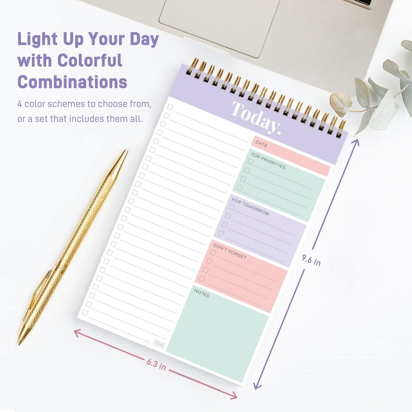 Sweetzer & Orange Daily & Weekly To Do List Notepad – Undated Work Planner & Organizer with Wish List Section, 52-Sheet Coiled Task Pad for Productivity – SET OF 4 To Do List Notebook for Work