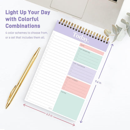 Sweetzer & Orange Daily & Weekly To Do List Notepad – Undated Work Planner & Organizer with Wish List Section, 52-Sheet Coiled Task Pad for Productivity – SET OF 4 To Do List Notebook for Work