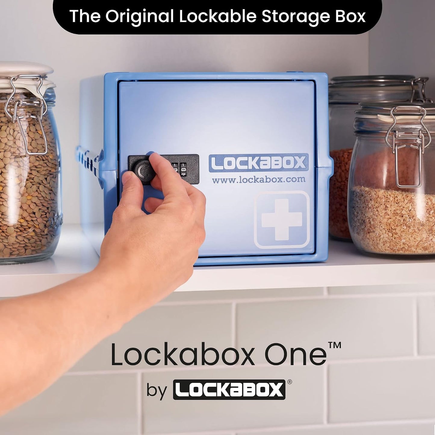 Lockabox One™ | Premium Lock Box | Medium Combination Lock Box For Food, Medicine & Home Safety | External Size 12 x 8 x 6.6 inches (Crystal)