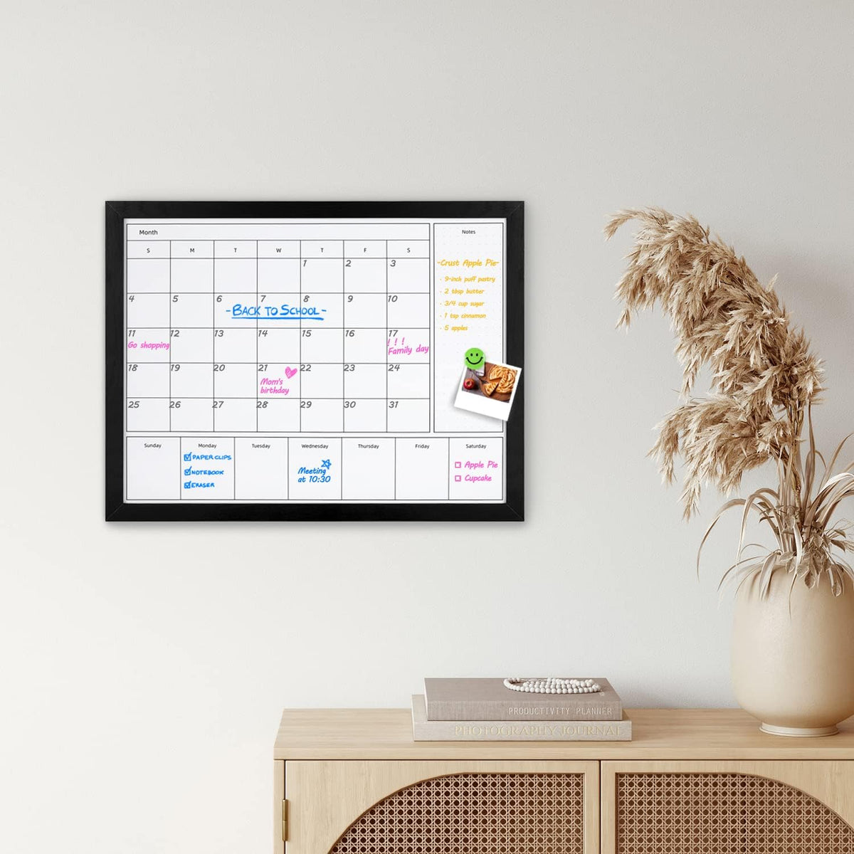 3-in-1 Dry Erase Calendar for Wall, Magnetic Surface Calendar Whiteboard