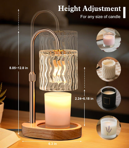 Candle Warmer Lamp Electric Timer: Dimmable Candles Warming Lamps - Height Adjustable Burner Jar - No Flame Scented Melts Wax - All Candle Jars Home Decor Table Light