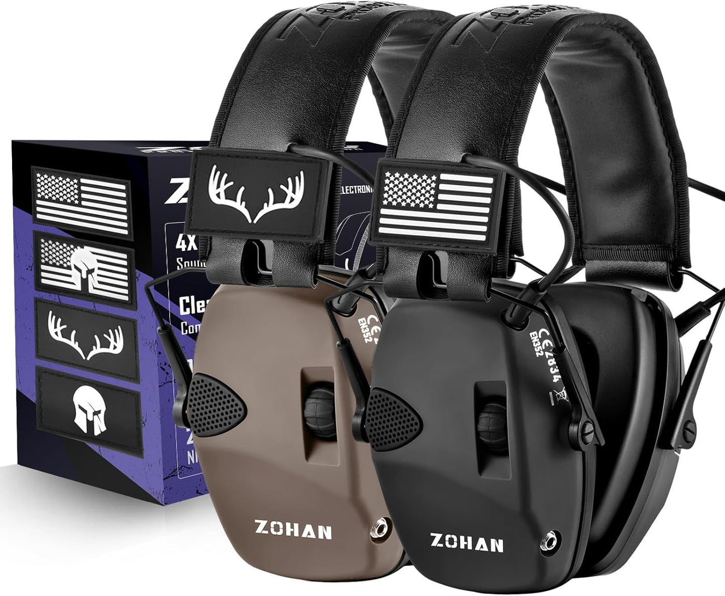 ZOHAN Electronic Shooting Earmuffs Built in Ambient Sound Amplifier, Hearing Protection for Shooters, NRR 23dB Noise Reduction, Ideal Gun Range Ear Protection Headphones for Hunting-Black&Purple