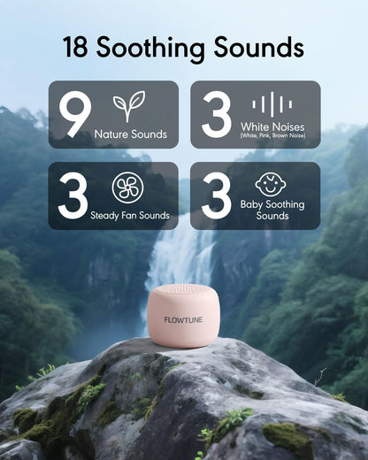 FLOWTUNE Sound Machine White Noise Machine for Baby Adults, 18 Non-looping Sounds, Timer, Memory Function, Portable Sleep Sound Therapy Gift (Mint Green)