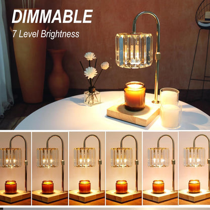 Yuichoy Candle Warmer Lamp with Timer, Dimmable Electric Candle Wamer Adjustable Height, Gifts for Women Mom, Glass Modern Candles Melter Lamp, Black