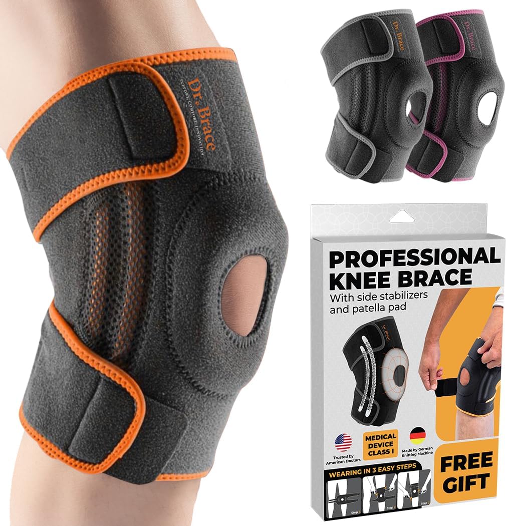 DR. BRACE ELITE Knee Brace with Side Stabilizers & Patella Gel Pads for Maximum Knee Pain Support and fast recovery for men and women-Please Check How To Size Video (Mercury, Medium)
