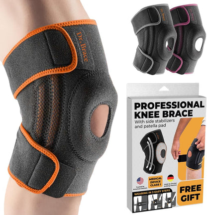 DR. BRACE ELITE Knee Brace with Side Stabilizers & Patella Gel Pads for Maximum Knee Pain Support and fast recovery for men and women-Please Check How To Size Video (Mercury, Medium)