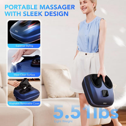 SKG YS100 Foot Massager with Heat and Remote, Upgrade Electric Feet Massager for Plantar Fasciitis Pain Relief, 3 Levels Compression Massage for Neuropathy Plantar Fasciitis, Fits Size 5-13,