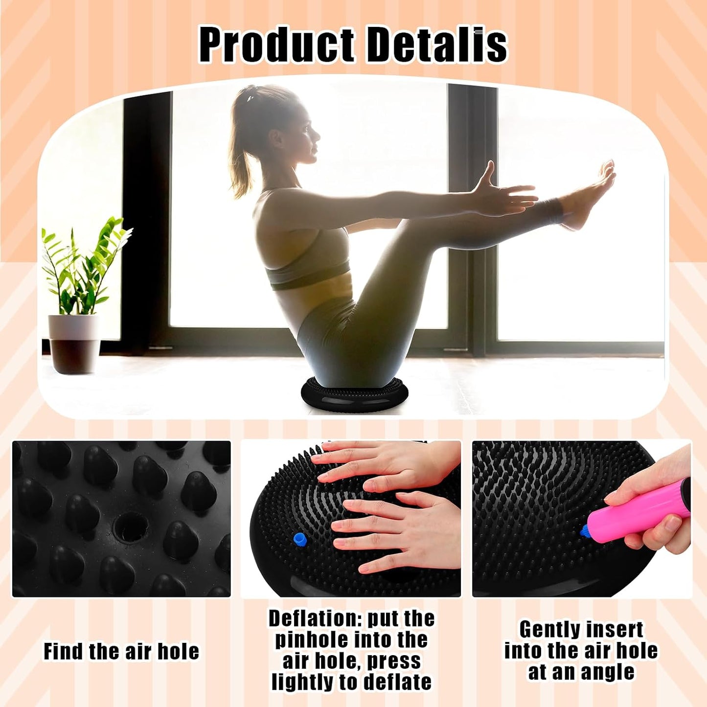 Silipull Wobble Cushion with Inflation Pump Balance Disc Stability Disc Wiggle Seat Therapy Exercise Office Chair or Sensory