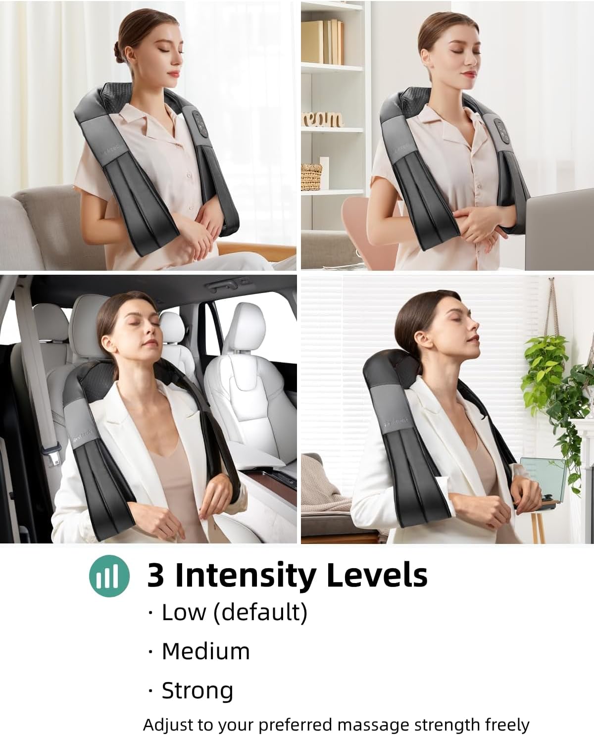 Nekteck Cordless Neck and Back Massager with Soothing Heat, Rechargeable