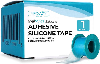 MedVance Silicone Tape Medical, Perforated Surgical Tape Sensitive Skin, Waterproof Tape for Skin, Medical Tape for Wound Care, Eyelash Tape, Gentle Skin Tape, 1" Width (1 Pack, 180 Inches)