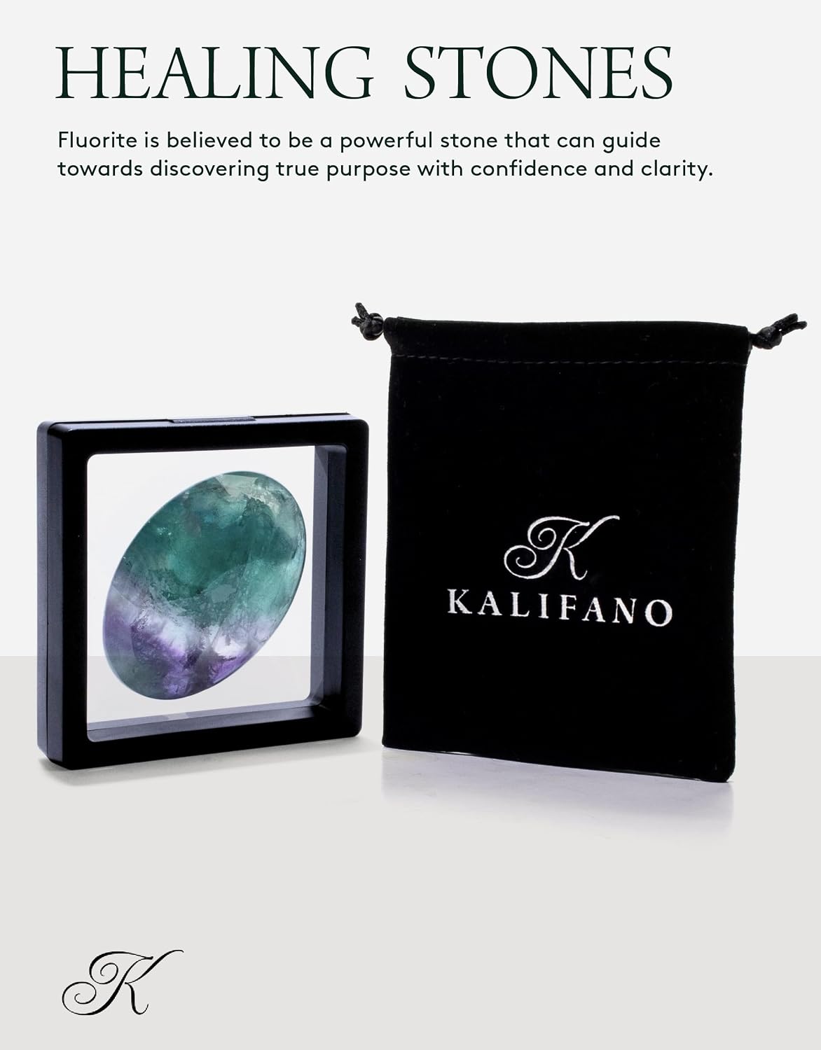KALIFANO Palm Stone with Healing & Calming Effects - AAA+ Grade High Energy Worry Stone with Information Card - Reiki Crystal Used for Courage (Family Owned and Operated)