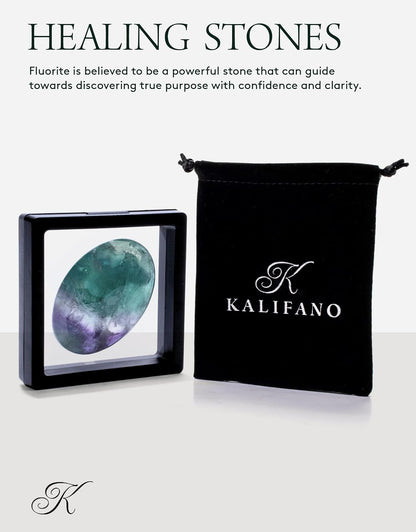 KALIFANO Palm Stone with Healing & Calming Effects - AAA+ Grade High Energy Worry Stone with Information Card - Reiki Crystal Used for Courage (Family Owned and Operated)