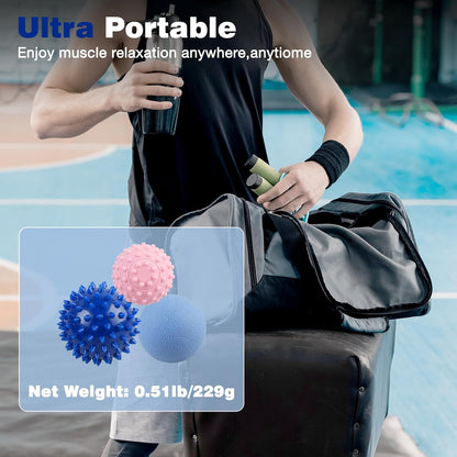 WOVTE Massage Lacrosse Ball for Sore Muscles, Shoulders, Neck, Back, Foot, Body, Deep Tissue, Trigger Point, Muscle Knots, Yoga and Myofascial Release (Blue)