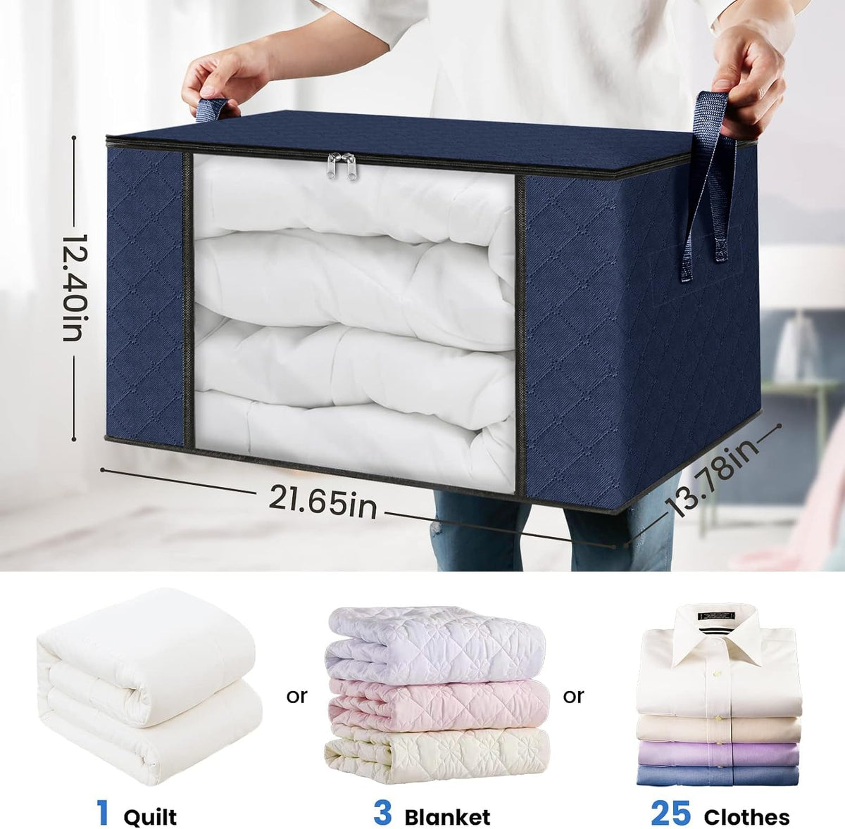 Fab totes Storage Bags for Clothes Blanket Storage Bins with Lids