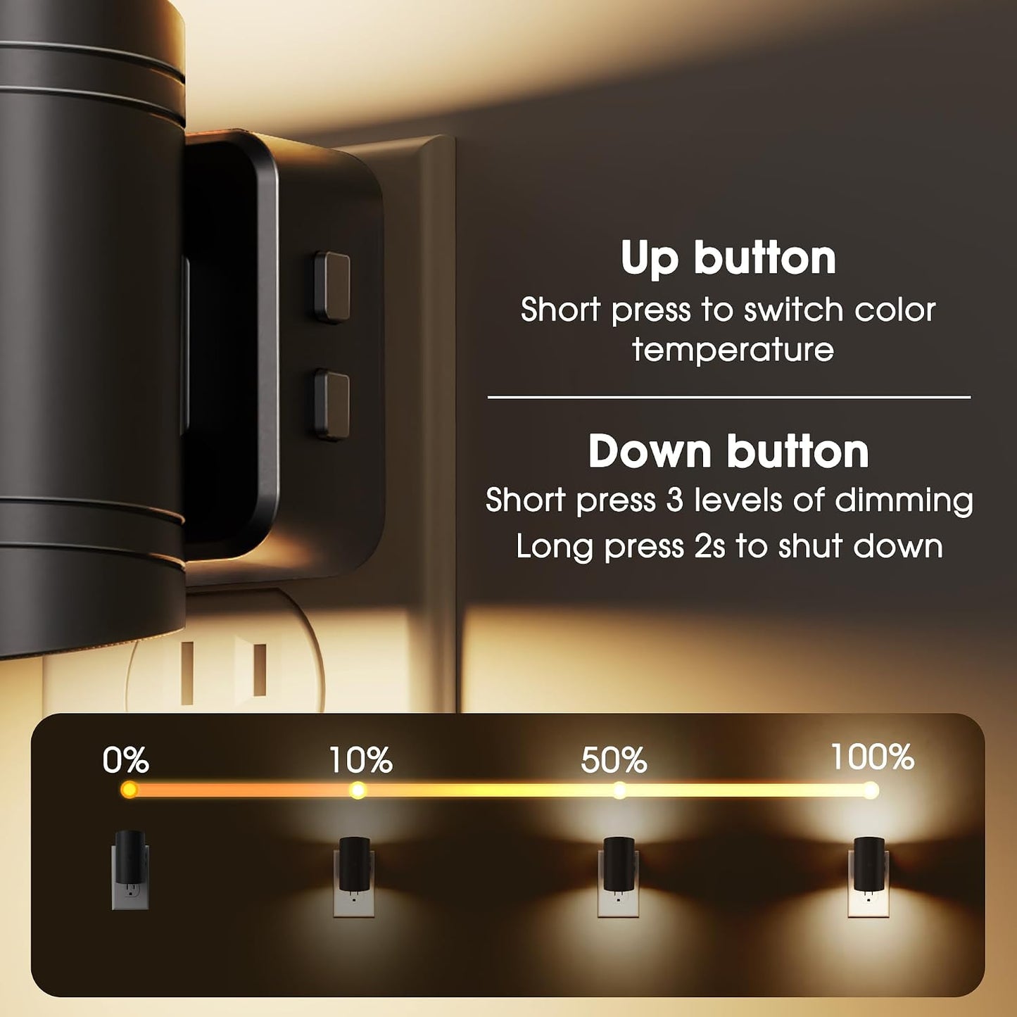 Briignite Night Lights Plug into Wall, Modern LED Night Light Plug in, Dusk to Dawn Sensor,Amber Night Light 0-100LM Adjustable Brightness, Dimmable NightLight for Hallway, Bedroom, Stairway, 2 Pack