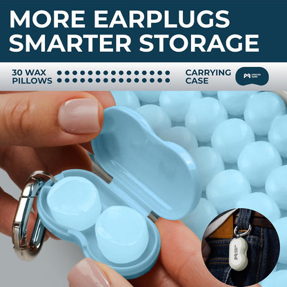 Peace&Quiet PQ Wax Ear Plugs for Sleeping - 30 Silicone Wax Earplugs for Sleeping and Swimming, Gel Ear Plugs for Noise Cancelling, Sound Blocking Level of 32 Db (30 Pillows), Color: White
