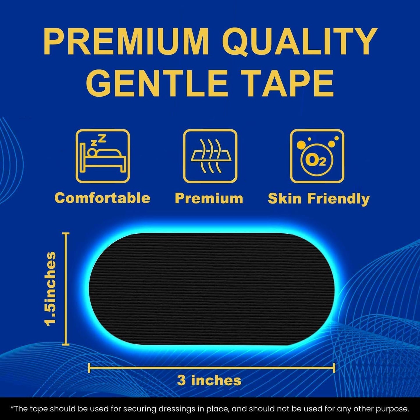 Black Mouth Tape for Sleeping (60 Pack) – Hypoallergenic Cotton Adhesive – Latex-Free, Pain-Free Removal & Gentle on Skin – Premium Quality Strips