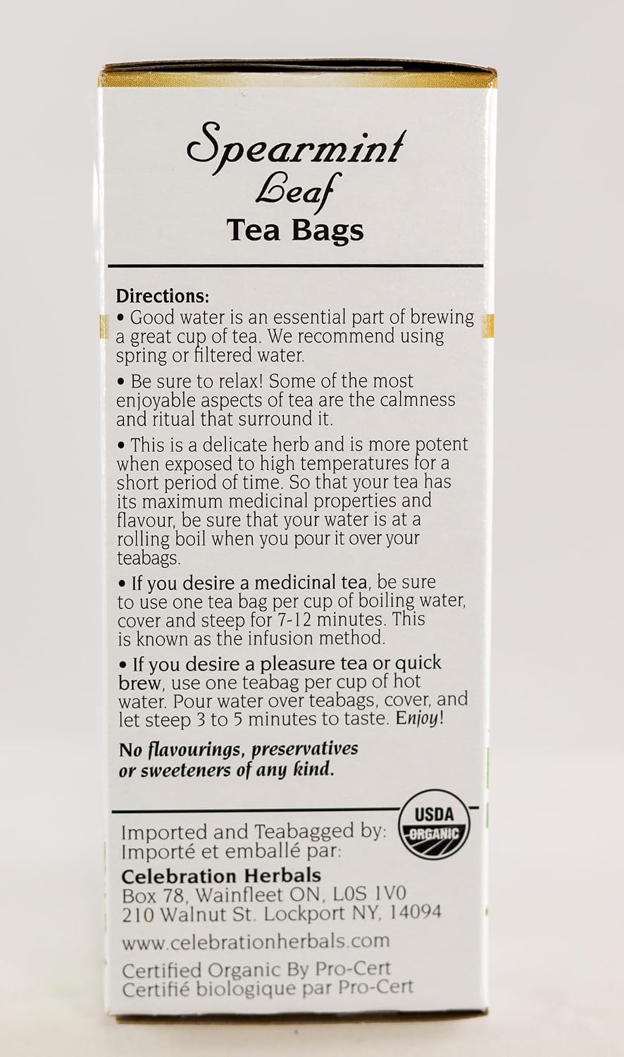 CELEBRATION HERBALS Spearmint Leaf Tea Organic 24 Bag, 0.02 Pound