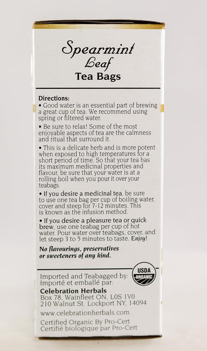 CELEBRATION HERBALS Spearmint Leaf Tea Organic 24 Bag, 0.02 Pound