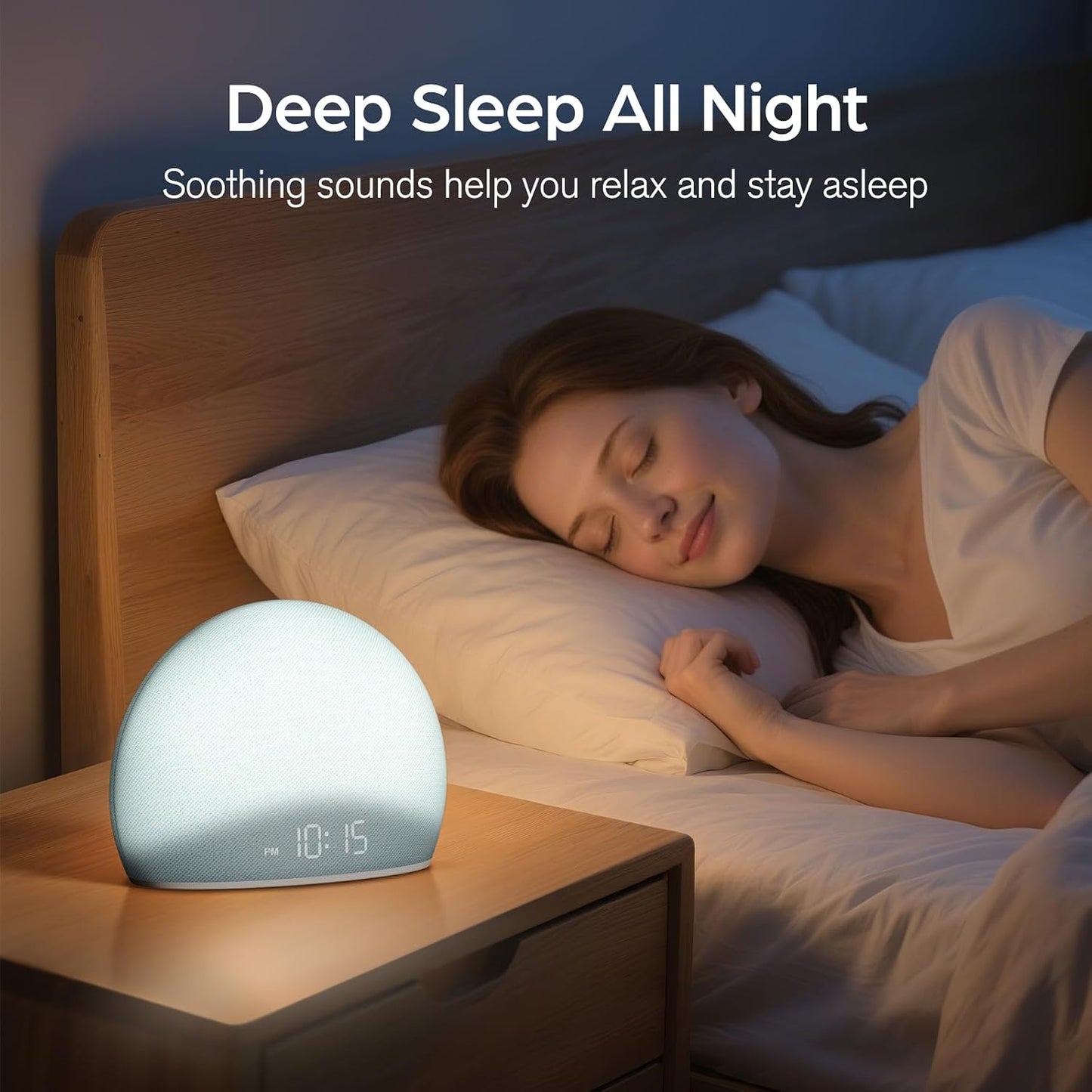 HOUSBAY Sunrise Alarm Clock with White Noise Sound Machine – Wake-Up Light for Bedroom, 5 Gentle Alarm Sounds, 20 Soothing Sleep Sounds, Dimmable Display, Phone-Free Bedside Clock