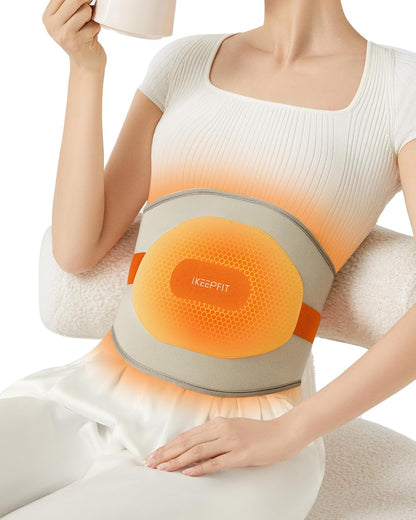 IKEEPFIT Portable Heating Pad for Back, FSA Eligible HSA, Cordless Heat Belt with Massager for Lower Back Pain Relief, Battery Powered 8000 mAh Rechargeable, MAXwarm 3.0, Gift for Women Men 90-310 lb