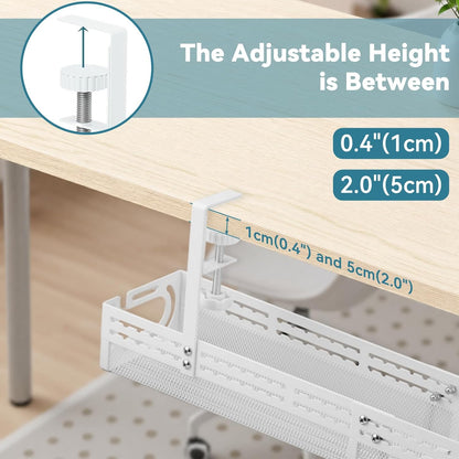 Under Desk Cable Management Tray, No Drill Mesh Cable Tray Cord Organizer