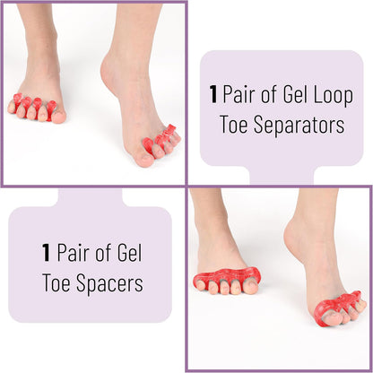 DR. JK- ToePal Gel Toe Separator, 2 Pairs, Toe Spacers, Toe Straightener, Hammer Toe Straightener, Toe Spreader, Toe Stretcher, Toe Corrector for Women and Men, Bunion Corrector
