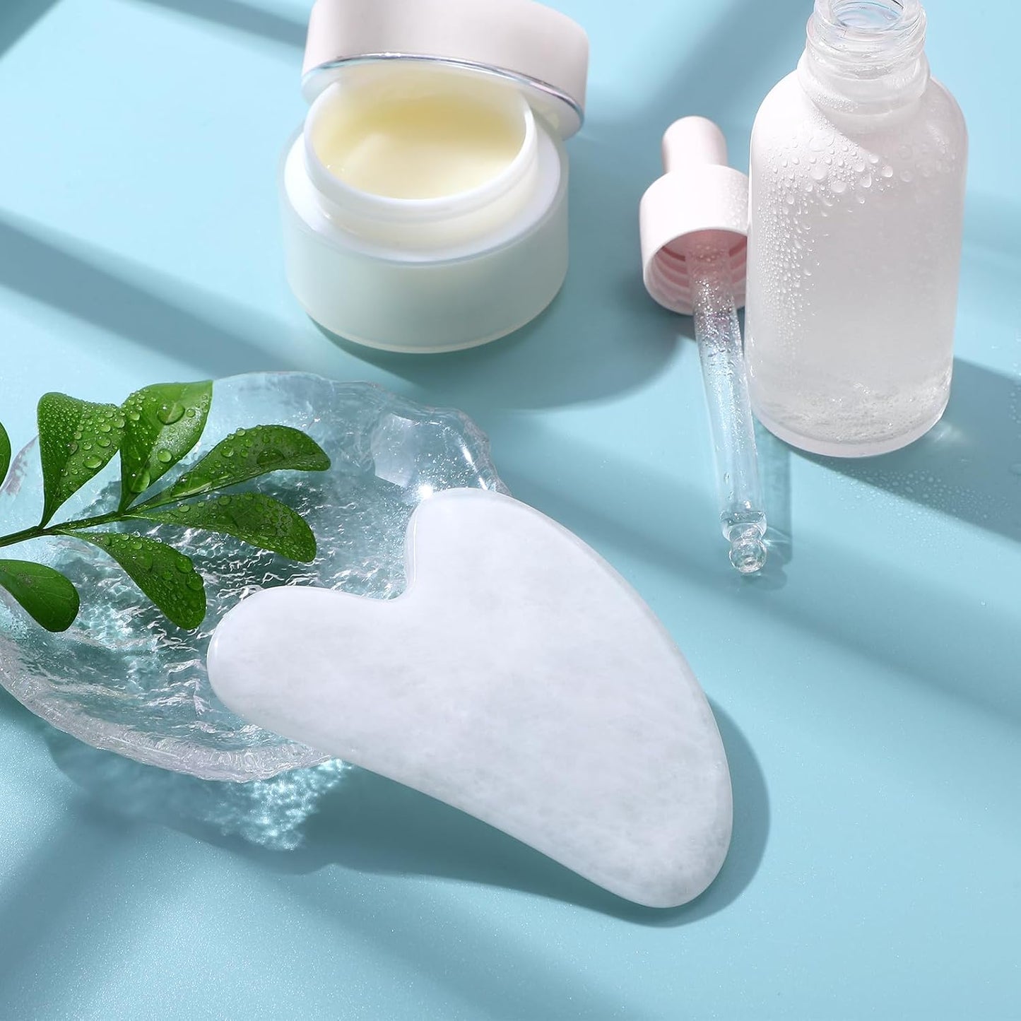 rosenice Gua Sha Facial Tools Guasha Tool Gua Sha Jade Stone Manual Massage Sticks for Jawline Sculpting and Puffiness Reducing for Face Body Tensions Reduce Festive Gifts
