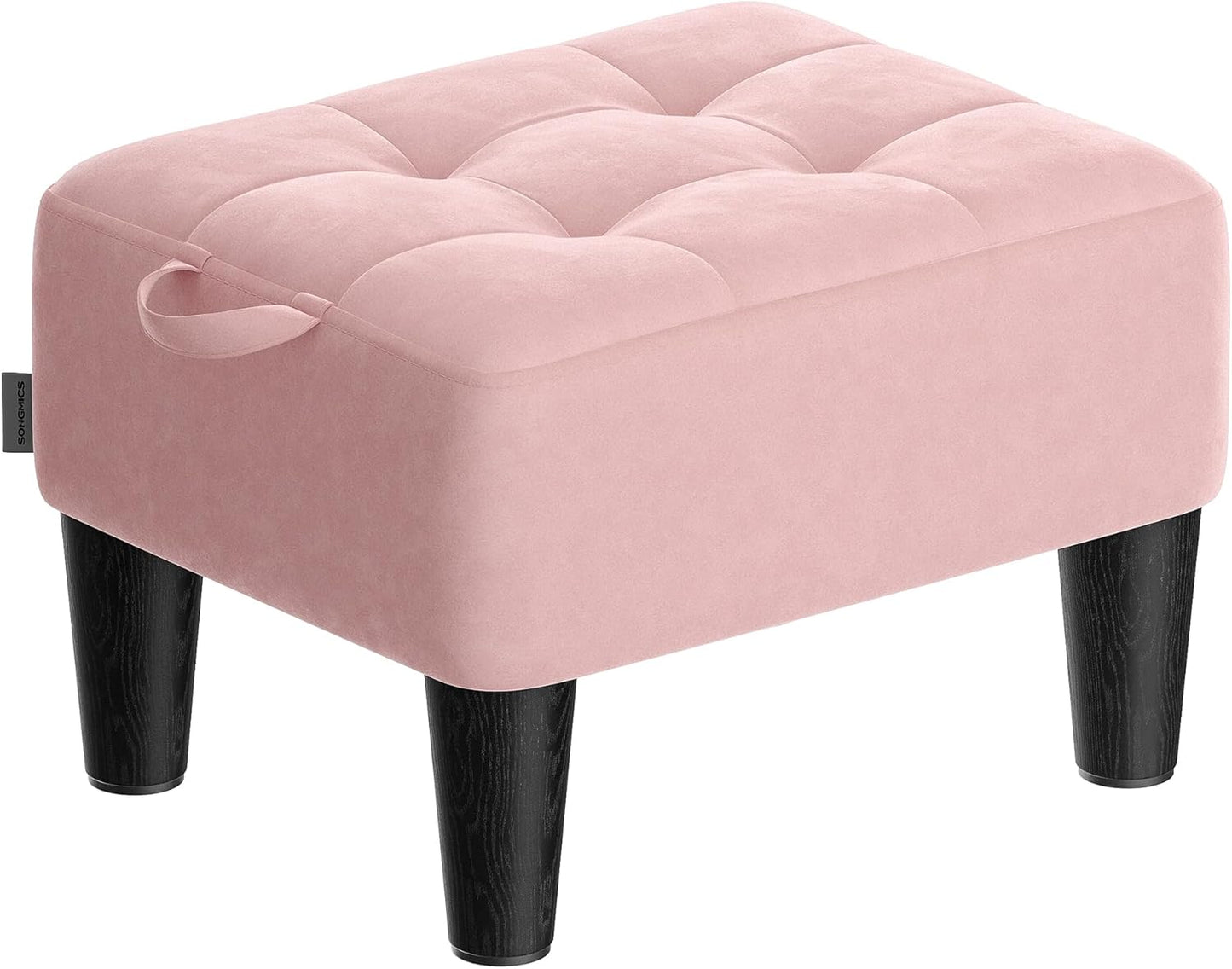 SONGMICS Foot Stool with Legs, Small Footstool Ottoman, Linen-Look Fabric Seat with Thick Cushion, for Living Room, Bedroom, Entryway, 330 lb Weight Capacity, Dark Gray ULOM502G01