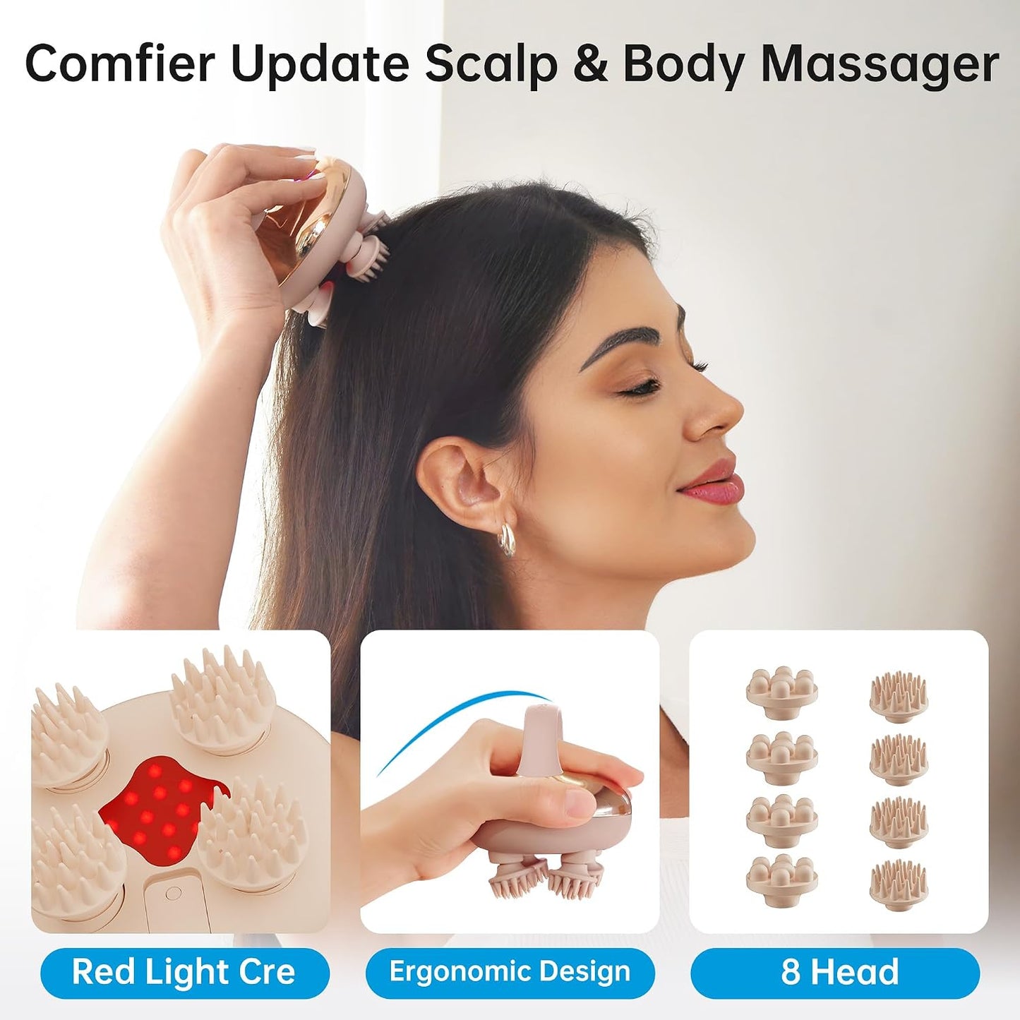 COMFIER Electric Scalp Massager, Waterproof Head Massager with Mutlti-Modes Vibration, Handheld Portable Head Scratcher for Hair Growth, Dog Cat Massager for Deep Clean and Stress Relax