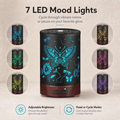 Essential Oil Diffuser, Ultrasonic Diffuser for Essential Oil, Cool Mist Humidifier Aromatherapy Diffuser with 7 Color Lighting Changing Modes, Waterless Auto Shut-Off for Home（Flower Fairy）