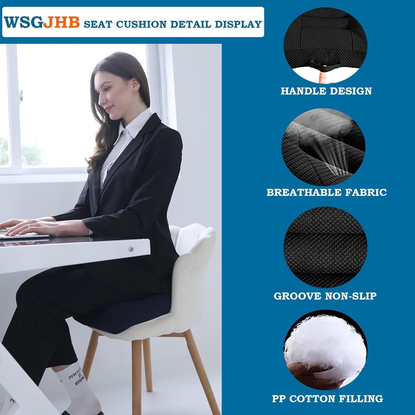 WSGJHB Car Booster Seat Cushion Posture Cushion for Long Sitting | Portable Breathable Mesh, Effectively Increase The Field of View Ideal for Office, Home, Car Angle Lift Seat Cushions,Black