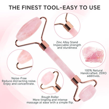 Jade Roller & Gua Sha Set for Face – 4PCS Natural Facial Massage Tools Kit, Lymphatic Drainage Beauty Set for Depuffing, Skin Firming & Relaxation – Self Care & Gift Ready
