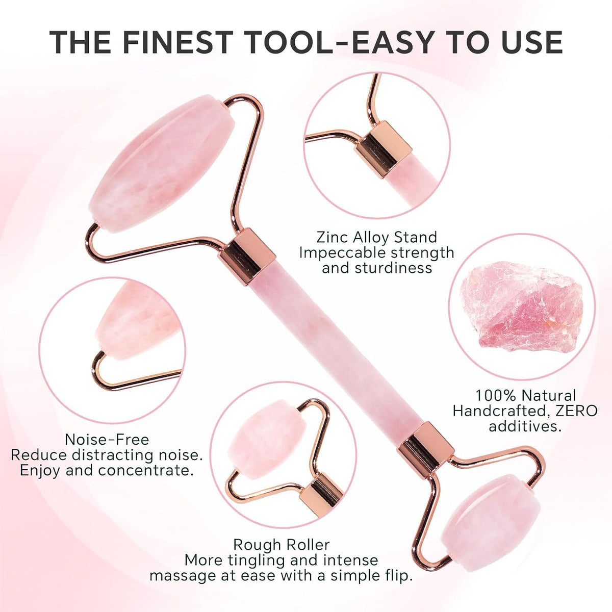 Jade Roller & Gua Sha Set for Face – 4PCS Natural Facial Massage Tools
