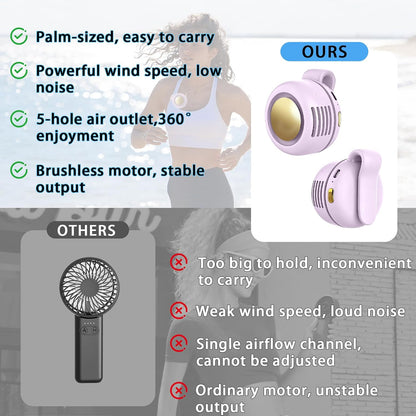 Portable Clip-On Fan, Mini USB Rechargeable 360° Rotatable Fan, Personal Fan 3-Speed Silent Mini Bladeless Fans (White)