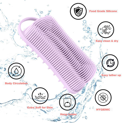 2PCS Silicone Body Scrubber, Loofah for Women, Gentle Exfoliating Shower Cleaner Bath Brush, Rubber Body Wash Deep Cleaning & Exfoliator & Massage, Travel-Friendly for Bathroom