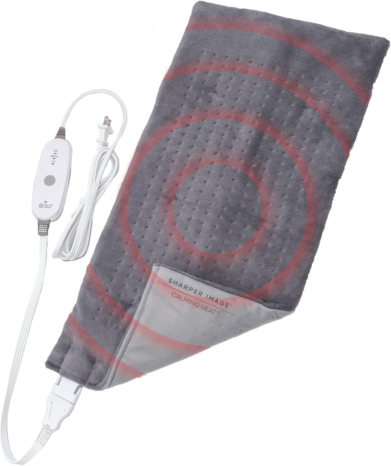 Calming Heat Massaging Vibrations Weighted Heating Pad by Sharper Image | Temperature Settings, Auto Shut-Off Feature, Gift for Holidays, Women & Men | 3 Heat, 6 Massage, 12” x 24”, 4 lbs