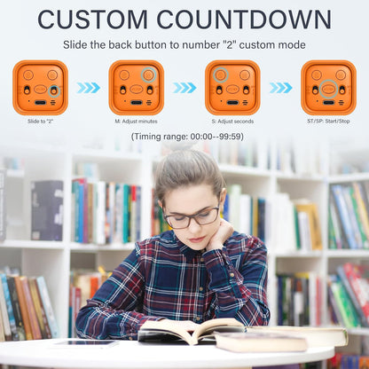 Rotating Pomodoro Timer 5, 25, 10 50 Minutes Preset, Desk Productivity Flip Timer, ADHD Tool Cube Countdown Stopwatch, Vibration/High/Low Volume/Custom Modes, for Work, Study, Back to School, Kitchen