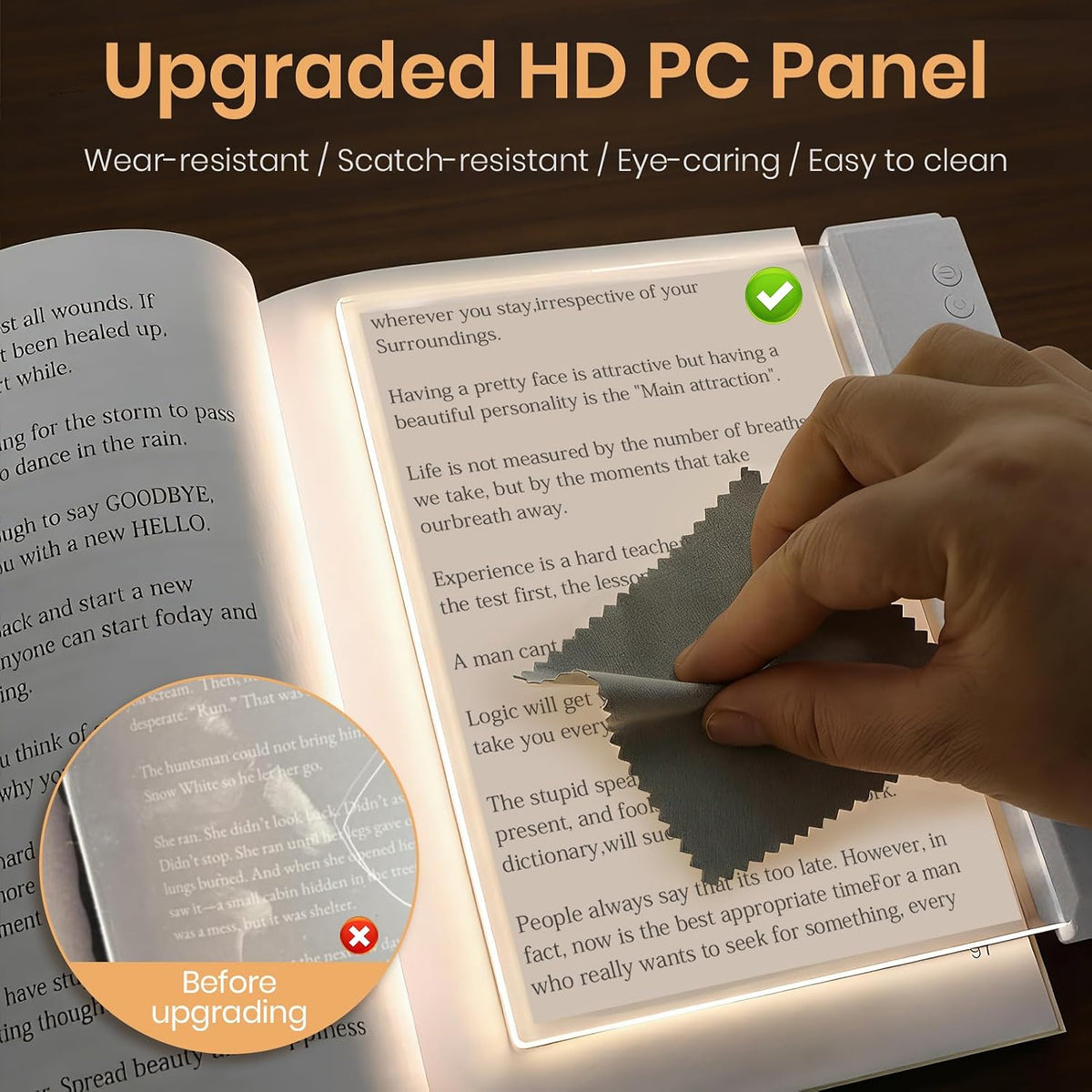 LED Book Light, 3 Color Temps & Stepless Dimming, Night Reading with Timer