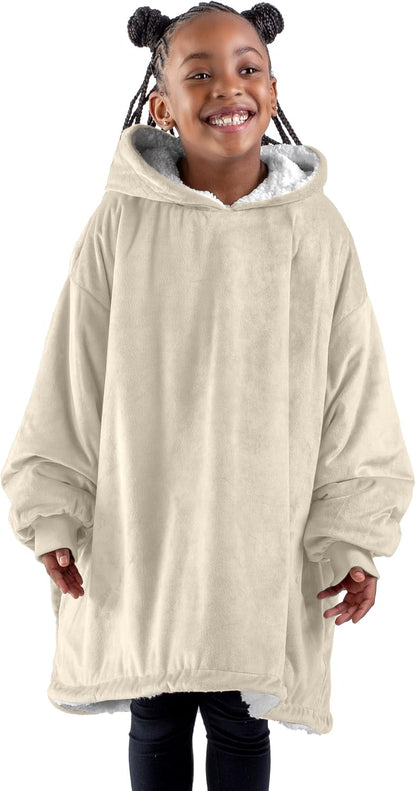 Bare Home Wearable Blanket Hoodie - Soft Plush Sherpa - Warm and Cozy - Oversized Wearable Blanket