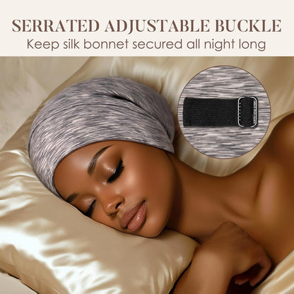 LULUSILK 100% Mulberry Silk Bonnet for Sleeping Women and Men, No More Frizzy Tangled Hair, Real Silk Sleep Cap for Curly Hair, Black, Pack of 1