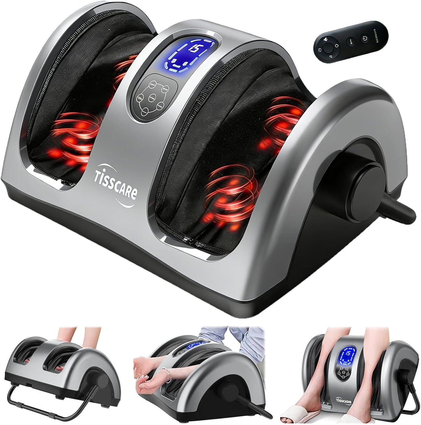TISSCARE Shiatsu Foot Massager with Heat, FSA Eligible HSA Foot Massager for Plantar Fasciitis, Neuropathy, Circulation and Pain Relief, Massage Feet at Home/Office, Gift for Men and Women