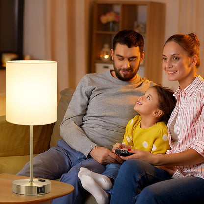 Set of 2 Touch Control Table Lamps with 2 USB & AC Outlet, 3-Way Dimmable Bedside Nightstand Lamps for Bedroom Living Room Nursery, 800 Lumens 5000K Daylight Bulbs Included