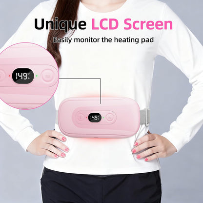 Portable Heating Pad: 2 Timer 6 Heat Levels 6 Vibration Modes Cordless Electric Heating Pad 3s Fast Heating Travel Heating Pad Gifts for Women Christmas Birthday Pink