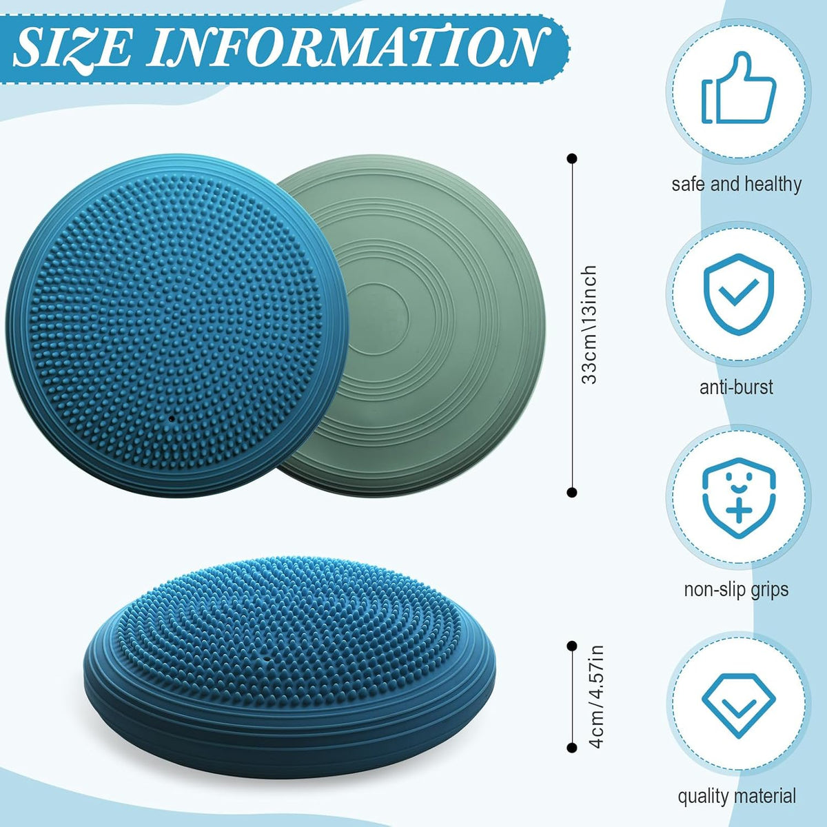 Libima 2 Pcs Wobble Cushion Wiggle Seat Flexible Sensory Seating Balance Disc Board for Men Women Physical Exercise Improving Posture Home Office